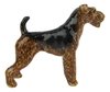 Miniature Porcelain, Hand Painted Airedale Terrier App 6cm H