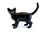 Miniature Porcelain, Hand Painted Black Cat Standing 4cm High