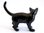 Miniature Porcelain, Hand Painted Black Cat Standing 4cm High