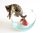 Miniature Porcelain Tabby Cat Figurine with Fish & Bowl (A)