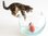 Miniature Porcelain Tabby Cat Figurine with Fish & Bowl (C)