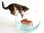 Miniature Porcelain Tabby Cat Figurine with Fish & Bowl (C)