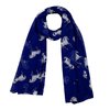 Horse Scarf - Royal Blue White Fantasy horses Appr 180cm Long