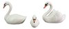 Swan Figurine Set/3 Family of Swans - White Ceramic