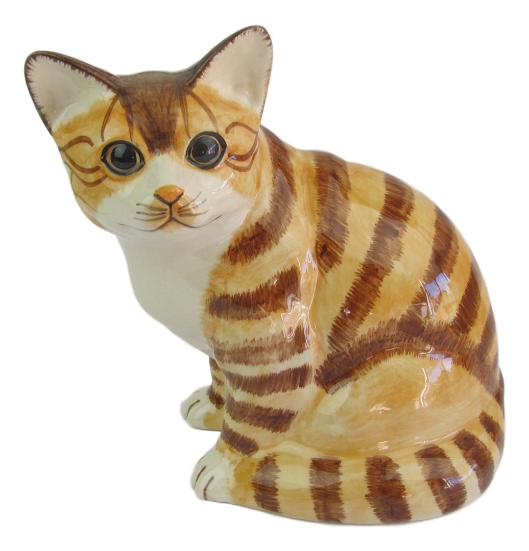 Ginger White Tabby Cat Money Box Or Figurine Ceramic 17cm H Ebay