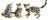 Miniature Porcelain, Set/3 Grey Tabby Cats