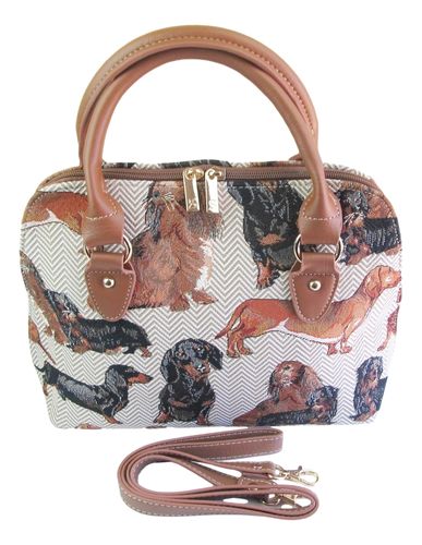 Tapestry Dachshnd Dog design Expandable Hand or Shoulder Bag