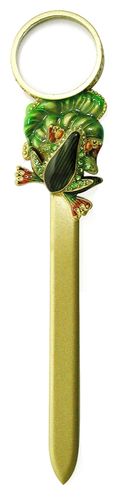Frog Letter Opener - Magnifying Glass Gold Jewelled & Enamel