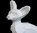Cat Figurine Statue Resin Devon Rex type White Sitting 31x20