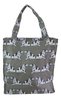 Bulldog Dog Matt Finish Oil Cloth Tote - Carry Bag - Grey