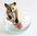 Miniature Porcelain Siamese Cat Figurine with Fish & Bowl (A)