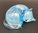 Art Glass Sleeping Cat Figurine Clear/Blue  6cm H x 9cm L