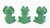 Hear, See & Speak No Evil Green Frog Figurine Set of 3