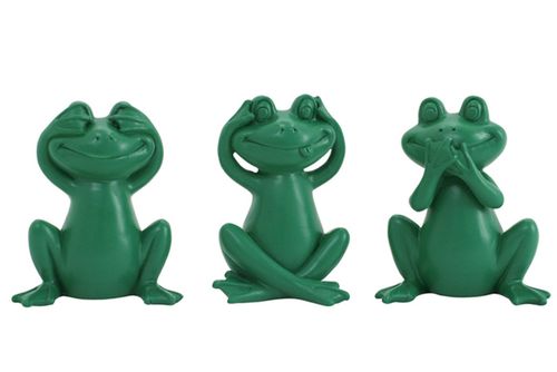 Hear, See & Speak No Evil Green Frog Figurine Set of 3