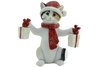 Cat Xmas Holding 2 Presents Figurine Red Beanie Approx 8cm H