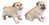 Miniature Porcelain Pug dog Figurine - Fawn Set 2 Sit & Stand