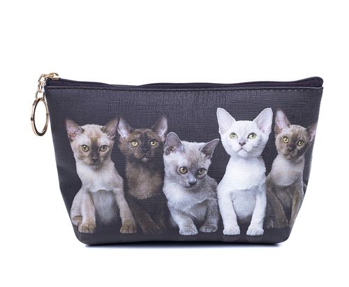 Burmese Kittens Cat Toiletry Cosmetic Purse Image both sides