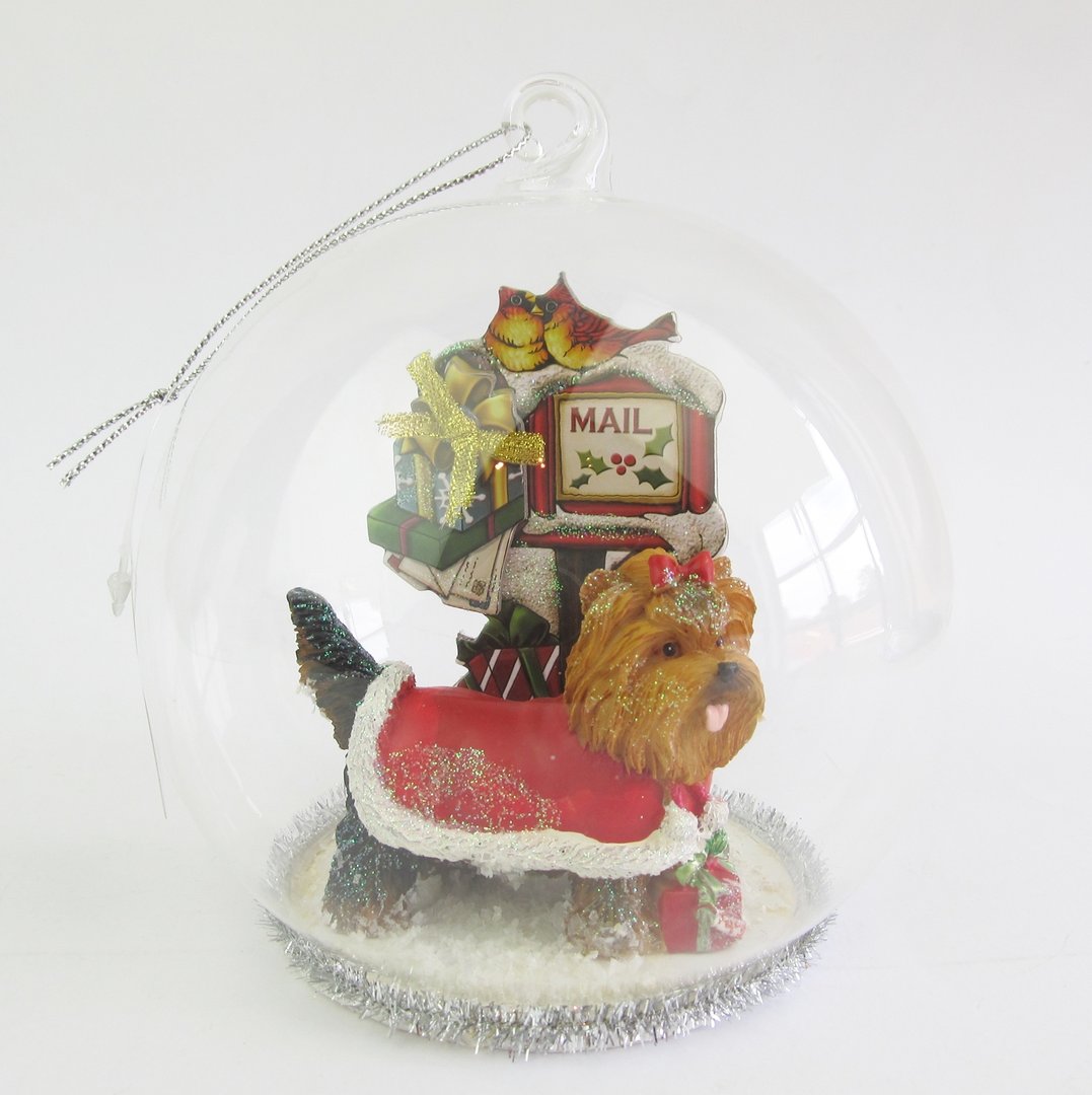 Buy Raz Yorkshire Terrier Christmas Dog Glass Dome Xmas