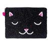 Large Cat Purse - Black Beaded Zip closure Multi purpose