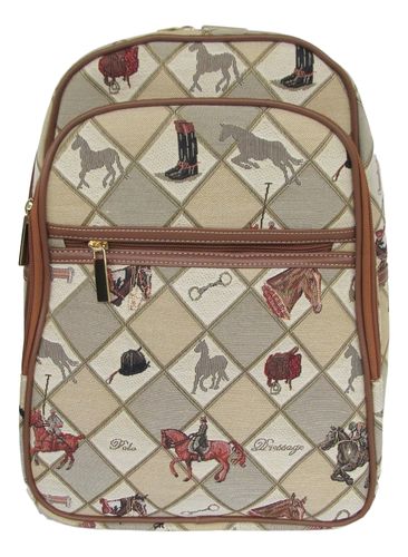 Tapestry Horse Equestrian Sport Large Backpack