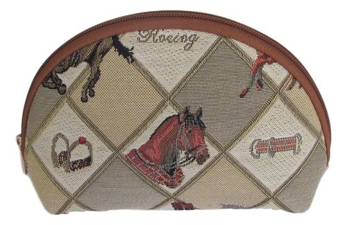 Tapestry Equestrian Sport Horse design Cosmetic Purse