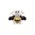 Bee Brooch - Yellow, black, Diamante Green eyes, Gold Base