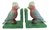 Galah Bird Bookends Green Base - Cast Iron Aged Appearance