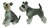 Miniature Porcelain Schnauzer Dog Figurine Set/2 Sit & Stand