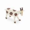 Miniature Ceramic Goat figurine White with Brown spots
