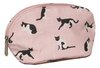 Cat Design Matt Oilcloth Cosmetic Purse - Light Pink