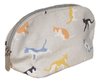 Cat Design Matt Oilcloth Cosmetic Purse - Light Grey