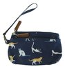 Cat Design Small clutch purse w detachable wristlet - Navy