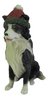 Border Collie Dog Xmas Figurine Ornament Hat Approx 11cm H