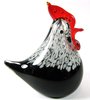 Glass chicken Rooster Sitting Figurine 10CM H - Black