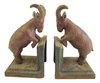 Goat Bookends - Brown Cast Iron Rustic Aged Appearance