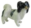 Miniature Porcelain Papillon Dog Figurine Black & White