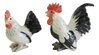 Miniature Porcelain Rooster & Hen White-Black Set of 2