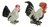 Miniature Porcelain Rooster & Hen White-Black Set of 2