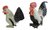 Miniature Porcelain Rooster & Hen White-Black Set of 2