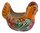 Chicken Mexican Ceramic Planter Hen Orange/Red Flower