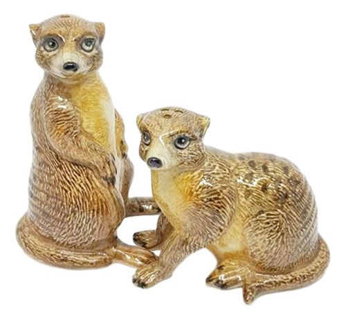 Hand Painted Porcelain Miniature Set of 2 Meerkat figurine 