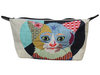 Abstract Cat design Cosmetic Purse Linen Lined interior