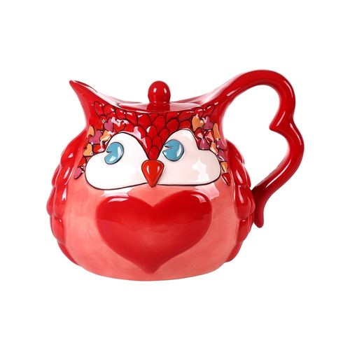 Owl Teapot Striking Red Owl Blue Sky Ceramics