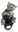 Miniature Ceramic Cat figurine, Grey Tabby Lying Black Pants