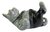 Miniature Ceramic Cat figurine, Grey Tabby Lying Black Pants