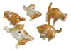 Miniature Ceramic Cat figurine Set/5 Ginger Yoga Cats