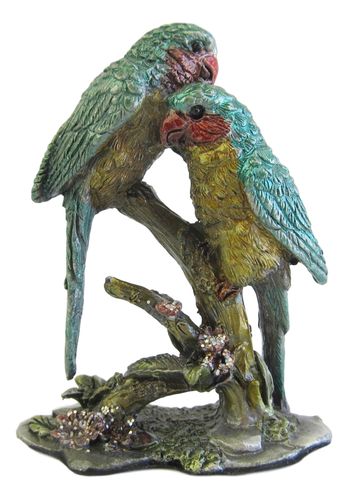 Miniature Metal Turquoise, Blue, Gold Parrot Figurine