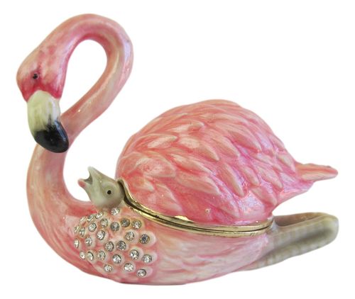 Flamingo Resting -  Jewelled Trinket Box Or Figurine