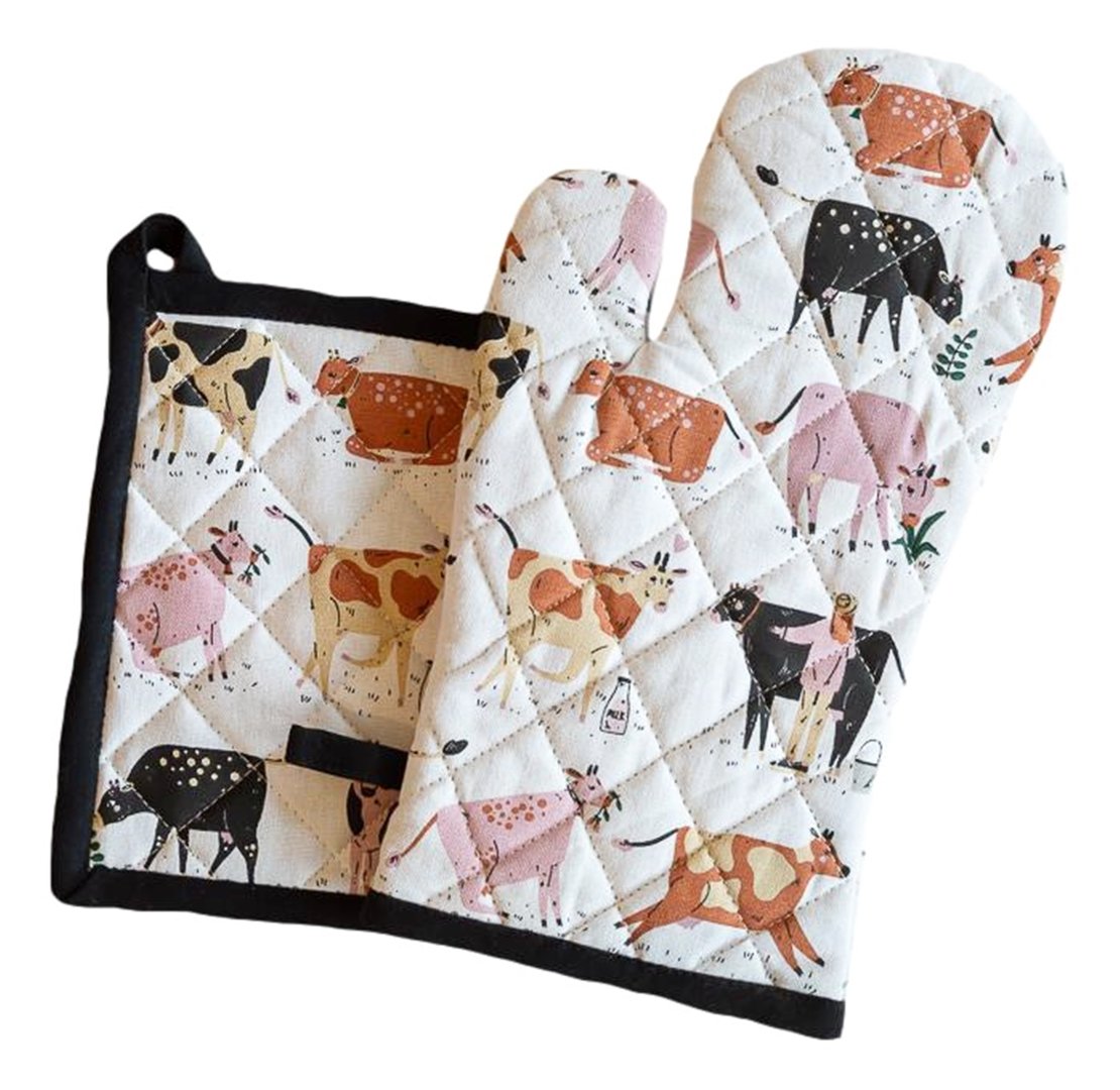 Dairy Cows Cotton Pot Mitt & Oven Glove & Tea Towel