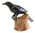 Miniature Porcelain Crow Bird on stump figurine, Black
